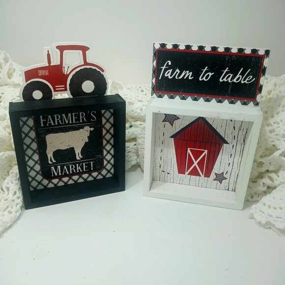 Farmhouse Farm To Table Wood Signs Red Tractor